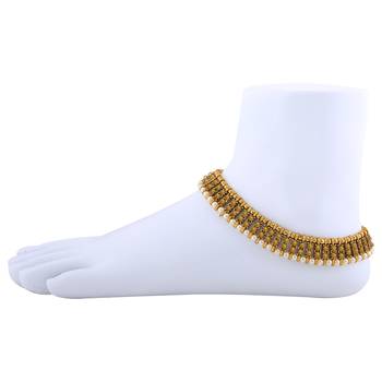 Gold Plated Designer Pearl Diamond Anklet For Women And Girl 1