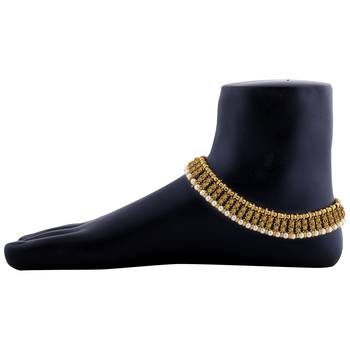 Gold Plated Designer Pearl Diamond Anklet For Women And Girl 2