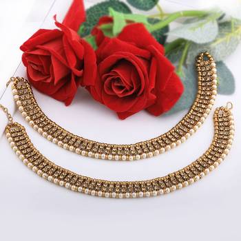 Gold Plated Designer Pearl Diamond Anklet For Women And Girl 3