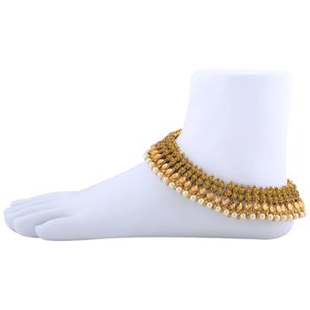 Charms Golden  Antique Kundan Anklet For Women And Girl. 1