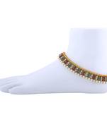 Gold Plated Traditional Multi Color Anklet For Women And Girl