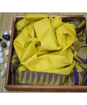 Yellow Hand Woven Poly Silk Handloom Sarees 1