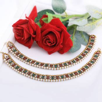 Gold Plated Traditional Multi Color Anklet For Women And Girl 3