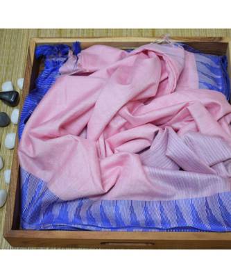 Peach Hand Woven Poly Silk Handloom Sarees 1