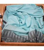 Turquoise Hand Woven Poly Silk Handloom Sarees