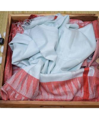 Turquoise Hand Woven Poly Silk Handloom Sarees 1