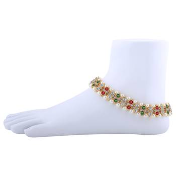 Gold Plated Attractive Designer Multi Color Kundan Anklet For Women And Girl 1
