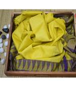 Yellow Hand Woven Poly Silk Handloom Sarees