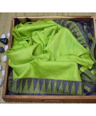 green hand woven poly silk handloom sarees 1