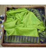 green hand woven poly silk handloom sarees