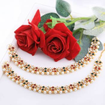 Gold Plated Attractive Designer Multi Color Kundan Anklet For Women And Girl 3
