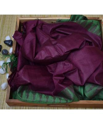 Magenta Hand Woven Poly Silk Handloom Sarees 1