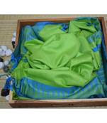 Green Hand Woven Poly Silk Handloom Sarees
