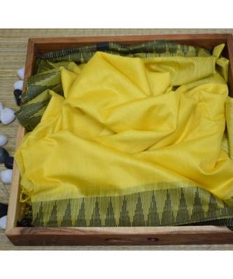 Yellow Hand Woven Poly Silk Handloom Sarees 1