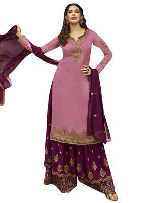 Pink embroidered satin salwar 1