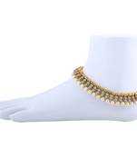 Antique Golden White Diamond And Pearl Anklet For Women And Girl.