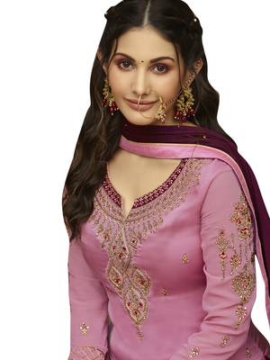 Pink embroidered satin salwar 2