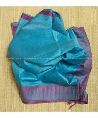 Blue Hand Woven Poly Silk Handloom Sarees 1