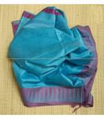 Blue Hand Woven Poly Silk Handloom Sarees