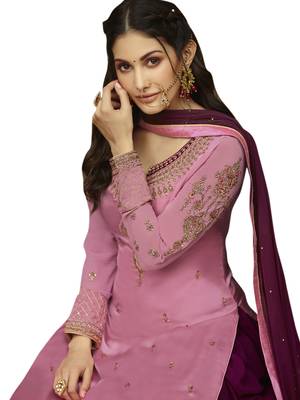 Pink embroidered satin salwar 3
