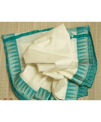 Cream Hand Woven Poly Silk Handloom Sarees 1