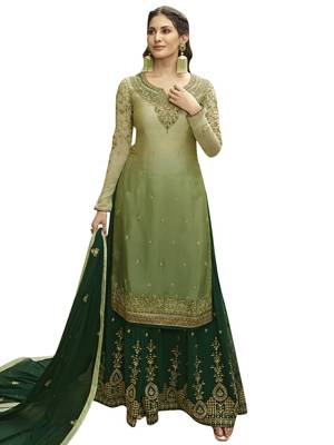 Green embroidered satin salwar 1