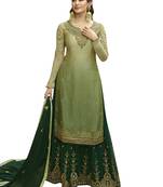 Green embroidered satin salwar