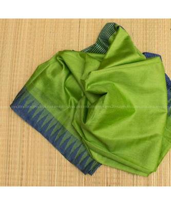 Green Hand Woven Poly Silk Handloom Sarees 1