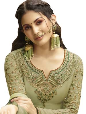 Green embroidered satin salwar 2