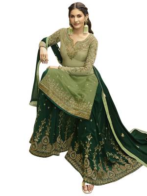 Green embroidered satin salwar 3