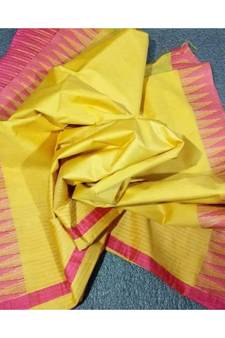 Yellow Hand Woven Poly Silk Handloom Sarees