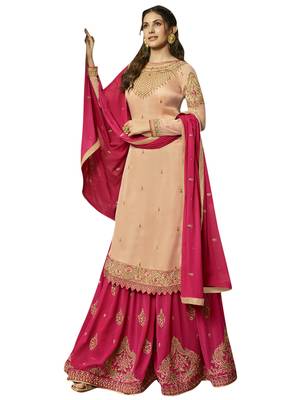 Beige embroidered satin salwar 1