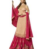 Beige embroidered satin salwar