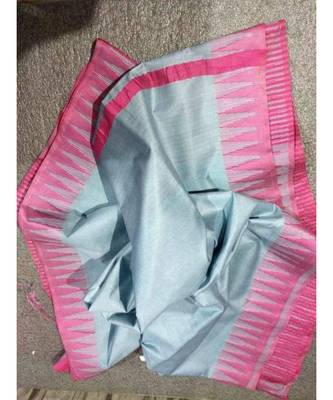 Grey Hand Woven Poly Silk Handloom Sarees 1