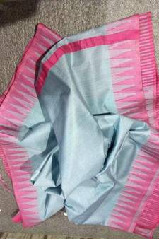 Grey Hand Woven Poly Silk Handloom Sarees