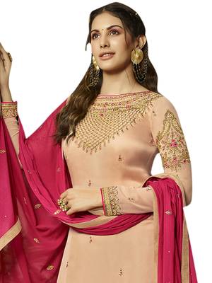 Beige embroidered satin salwar 2