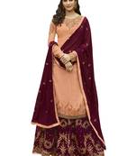 Peach embroidered satin salwar