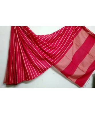 Red Hand Woven Poly Silk Handloom Sarees 1