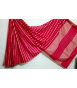 Red Hand Woven Poly Silk Handloom Sarees