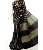 Black Hand Woven Poly Silk Handloom Sarees