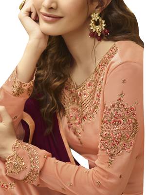 Peach embroidered satin salwar 3
