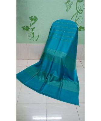 Blue Hand Woven Poly Silk Handloom Sarees 1