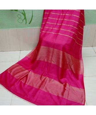 Pink Hand Woven Poly Silk Handloom Sarees 1