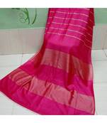 Pink Hand Woven Poly Silk Handloom Sarees