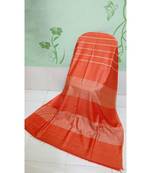 Orange Hand Woven Poly Silk Handloom Sarees