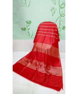 Red Hand Woven Poly Silk Handloom Sarees 1