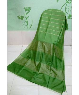 Green Hand Woven Poly Silk Handloom Sarees 1