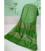 Green Hand Woven Poly Silk Handloom Sarees