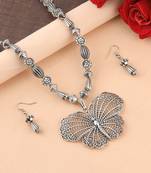 Silver Oxidised Designer Butterfly Pandent Stylish Mala For Women Girl