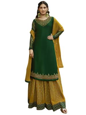 Green embroidered satin salwar 1